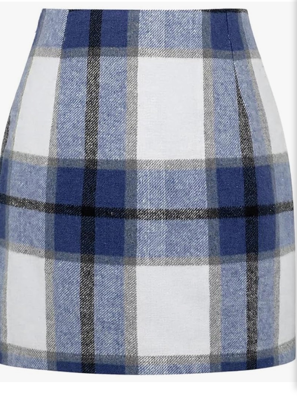 Blue Plaid High-Waisted Mini Skirt